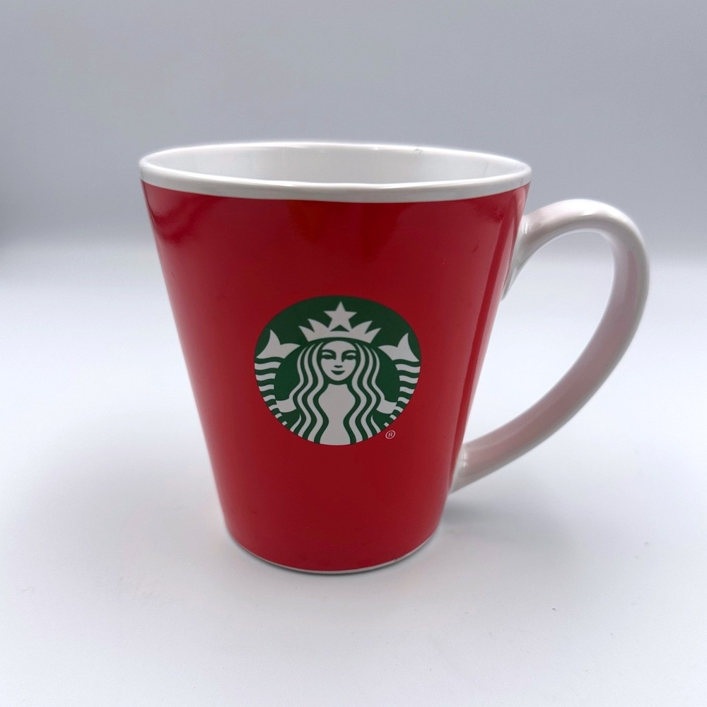 2007 Starbucks Red Holiday Coffee‎ Mug Classic Mermaid Logo Christmas 9.63oz